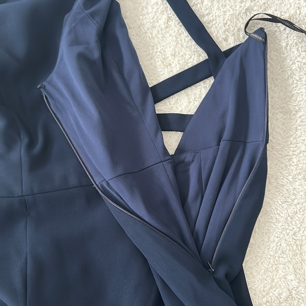 Dessy Collection Halter Neck Open Back Gown Dress Midnight Blue Size 18 NWT - Picture 10 of 10